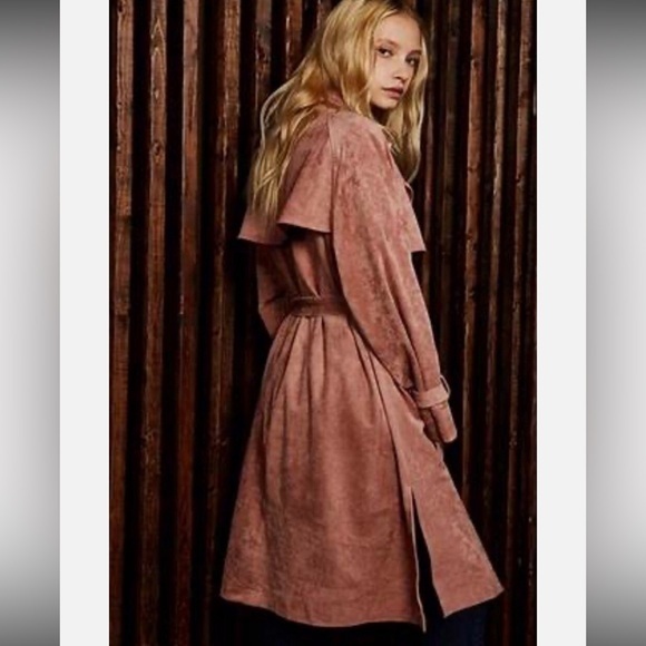 Oat New York Jackets & Blazers - Oat New York Suede Blush long tie belt Trench Coat Medium with pockets